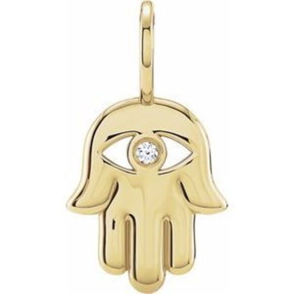 Kazi Luxury 14K Yellow .02 CT Natural Diamond Hamsa Hand Charm/Pendant